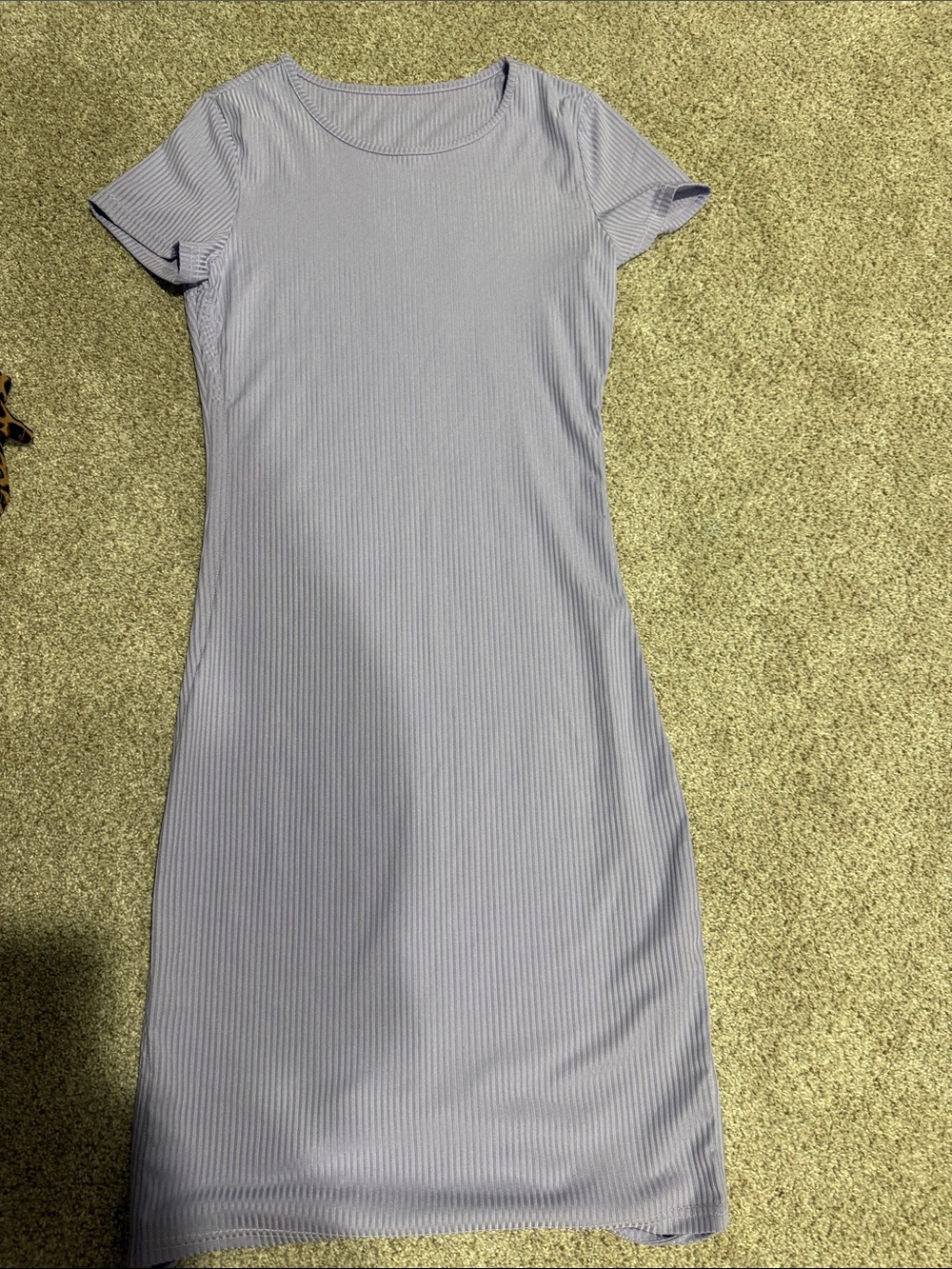 Slim Ribbed Short-Sleeve Bodycon Dress - Lavender